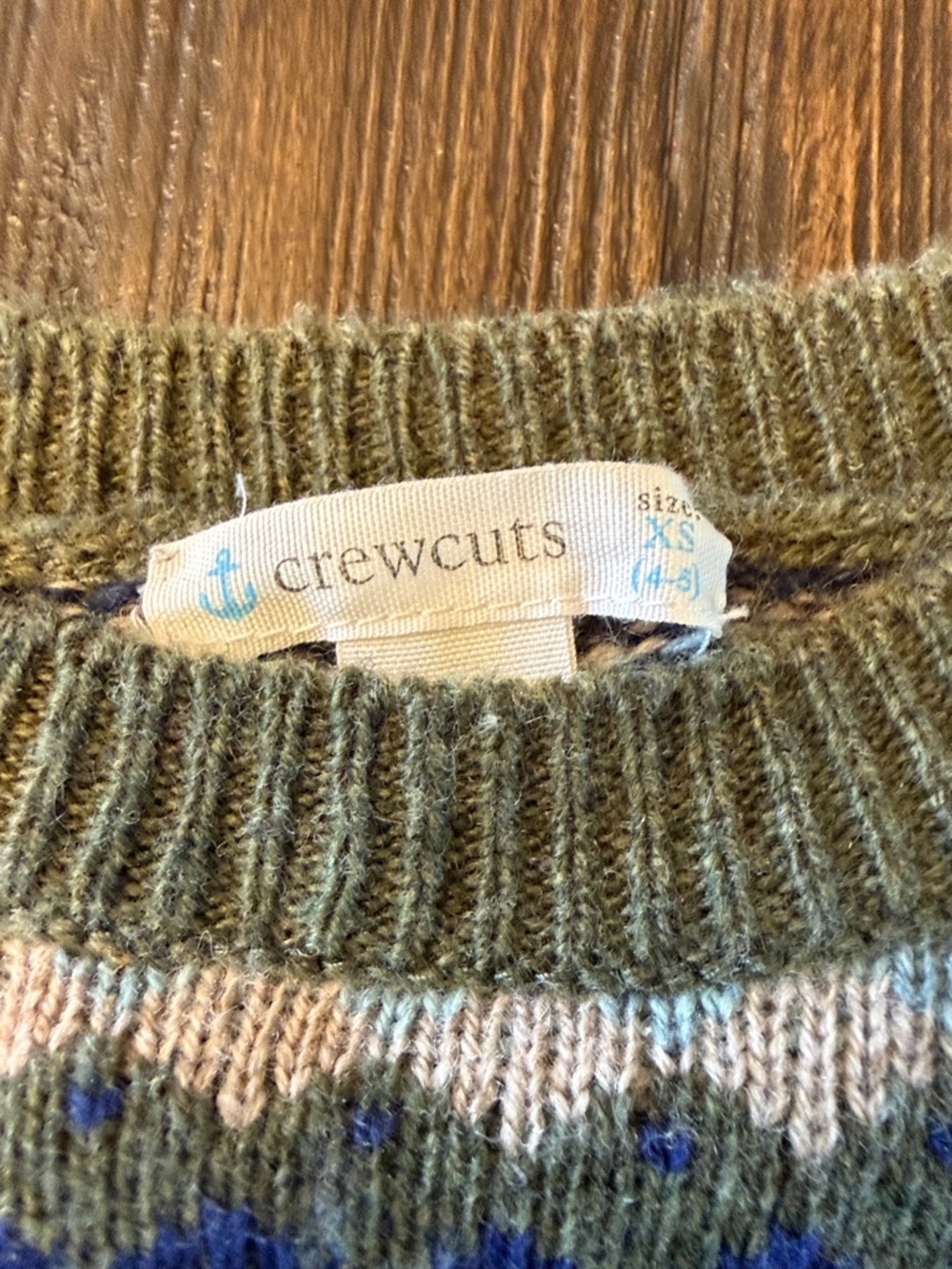 Crewcuts Olive Green Fair Isle Crewneck Sweater